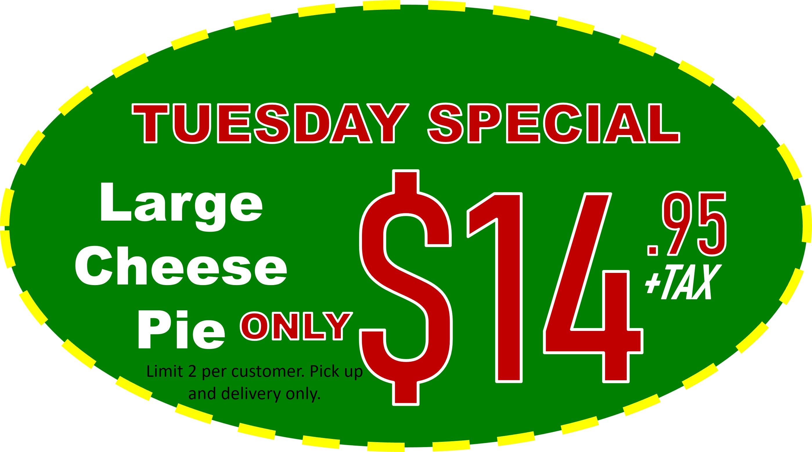 oval graphic tues pizza special 5282025