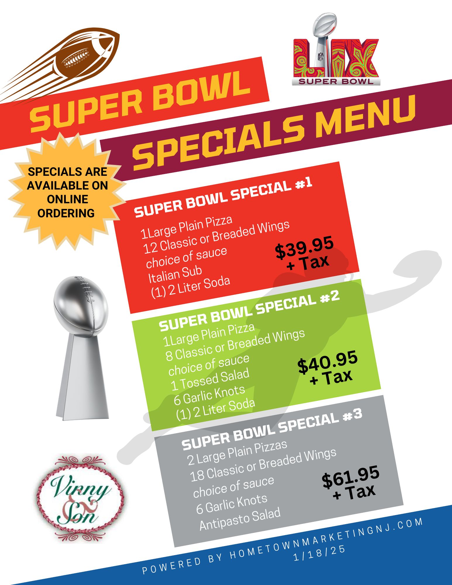 Vinny and Son Super Bowl specials 2025 